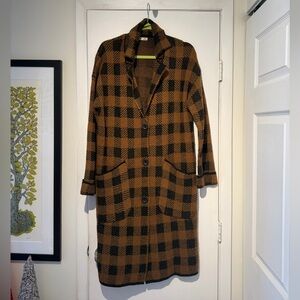 Dex buffalo check sweater coat cardigan medium